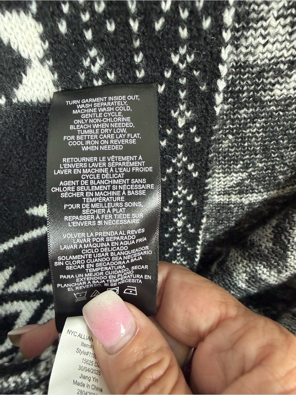 Frye NWT Women’s Black & White Geometric Pattern Open-Front Cardigan Size Large - Picture 6 of 16
